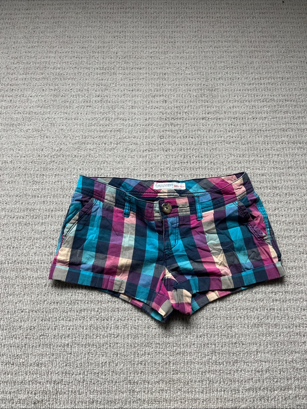 Garage 2000s low rise plaid multicolor shorts